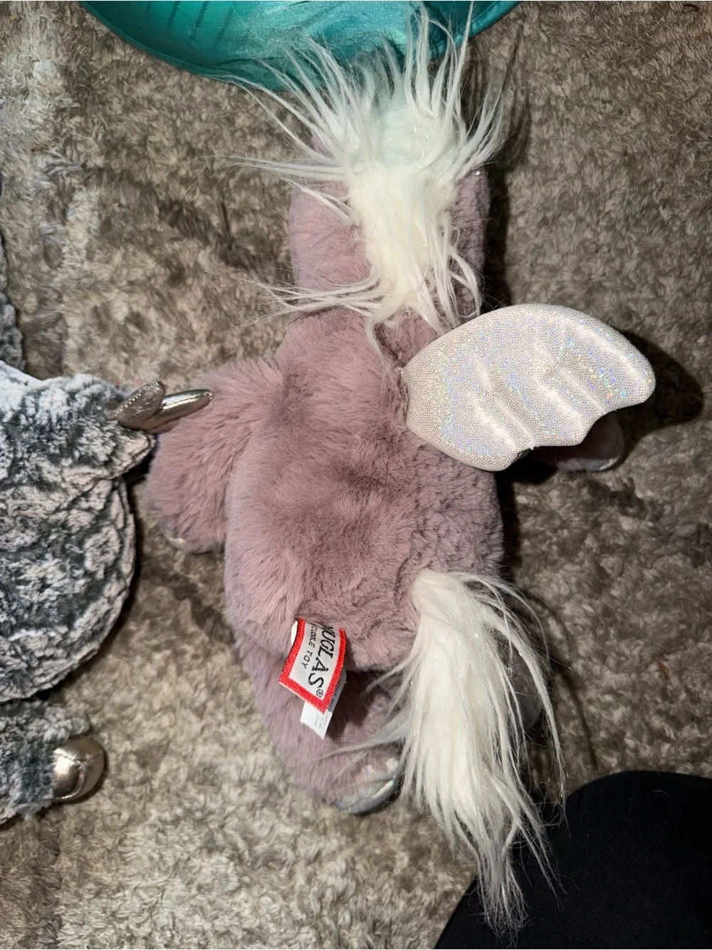 Soft Gray Plush Narwhal & Dragon Small Pet Toys - Cozy Playset